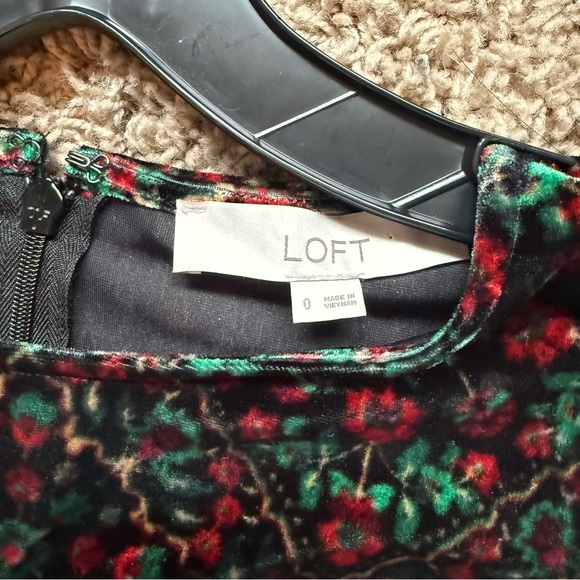 LOFT Ornamental Floral Shirred Velvet Mini Dress - Picture 5 of 6